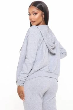 Fashion Nova Latest And Greatest French Terry Zip Hoodie - Heather Grey Hoodies & Sweatshirts