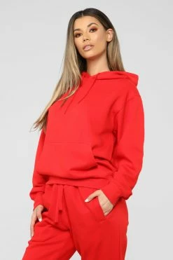 Fashion Nova Hoodies & Sweatshirts Stole Your Boyfriend's Oversized Hoodie - Red
