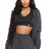 Fashion Nova Latest And Greatest French Terry Zip Hoodie - Charcoal