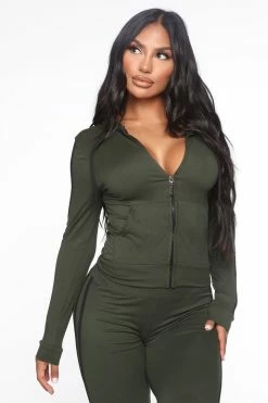Fashion Nova Tennis Courts III Zip Set - Olive