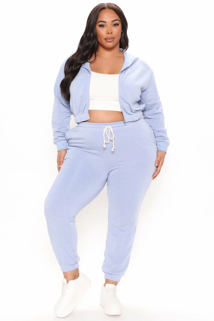 Fashion Nova Hoodies & Sweatshirts Britney Mix & Match Cropped Zip Hoodie - Light Blue