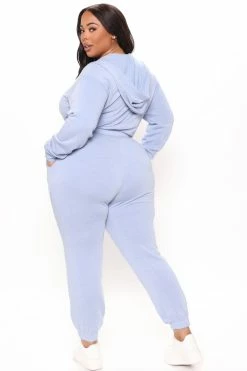 Fashion Nova Hoodies & Sweatshirts Britney Mix & Match Cropped Zip Hoodie - Light Blue