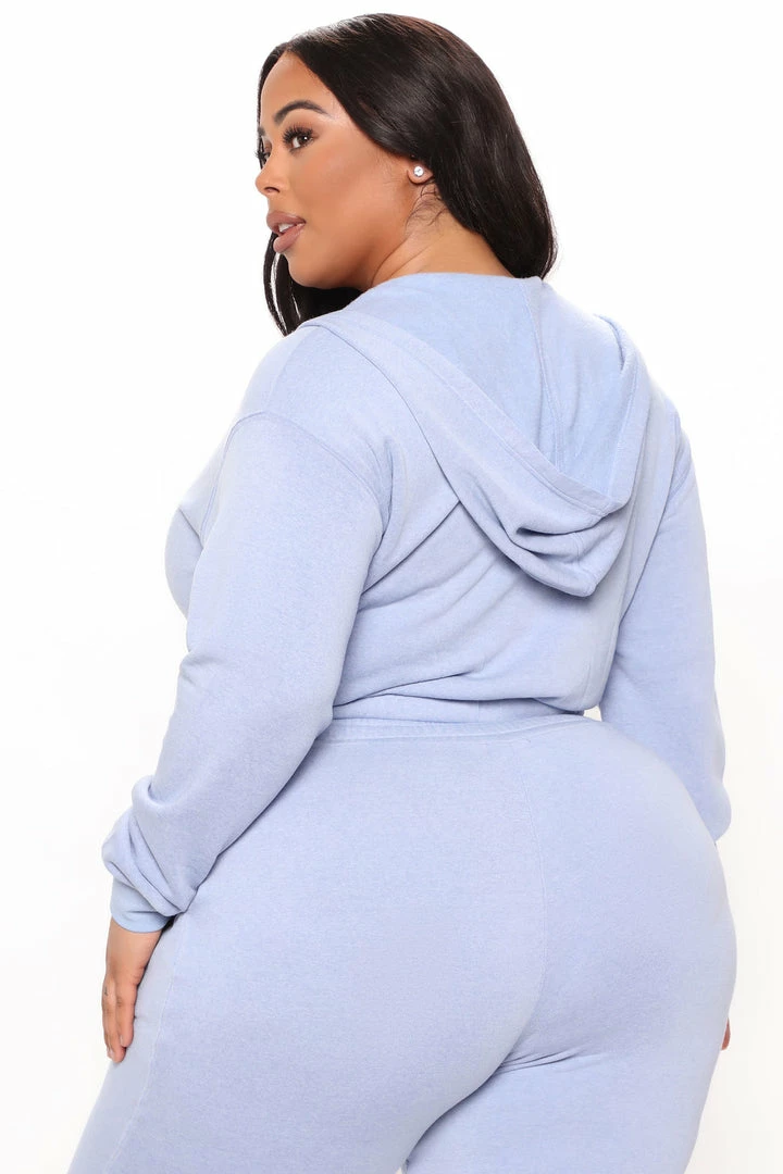 Fashion Nova Hoodies & Sweatshirts Britney Mix & Match Cropped Zip Hoodie - Light Blue