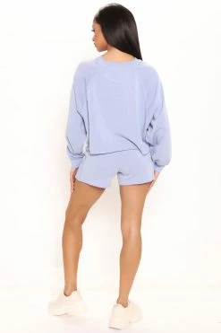 Fashion Nova Britney Mix & Match Fleece Short - Light Blue Loungewear Shorts
