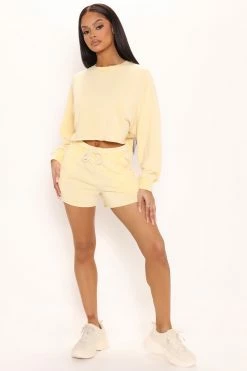 Fashion Nova Britney Mix & Match Fleece Short - Yellow