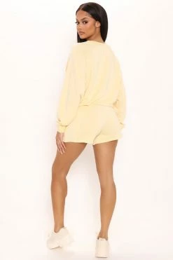 Fashion Nova Britney Mix & Match Fleece Short - Yellow