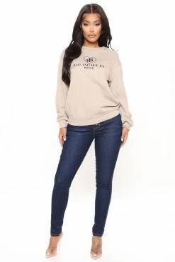 Fashion Nova Boujee Sweatshirt - Taupe