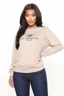 Fashion Nova Boujee Sweatshirt - Taupe