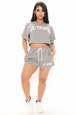 Fashion Nova St. Tropez Shorts - Heather Grey Loungewear Shorts