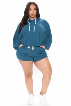 Fashion Nova Late Night Lounge Shorts - Teal