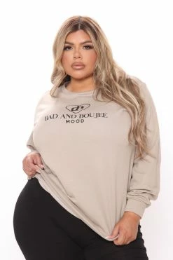 Fashion Nova Boujee Sweatshirt - Taupe