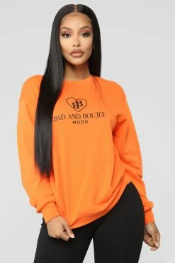 Fashion Nova Hoodies & Sweatshirts Boujee Sweatshirt - Orange