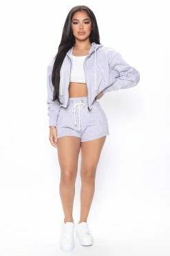 Fashion Nova Care Free Short - Heather Grey