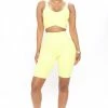 Fashion Nova Loungewear Shorts In Training Ribbed Biker Short - Yellow
