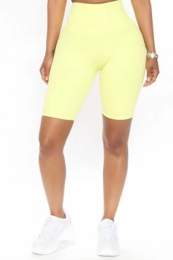 Fashion Nova Loungewear Shorts In Training Ribbed Biker Short - Yellow