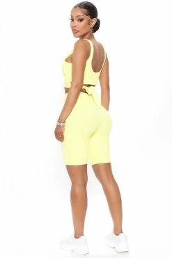 Fashion Nova Loungewear Shorts In Training Ribbed Biker Short - Yellow