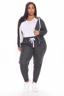 Fashion Nova Hoodies & Sweatshirts Relaxed Vibe Zip Up Jacket - Marled Black