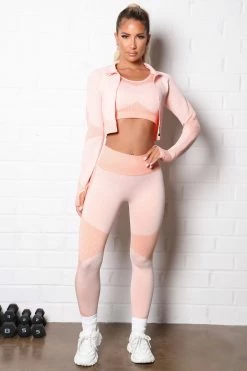 Fashion Nova Matrix Infinity Seamless Active Crop Jacket - Blush/combo
