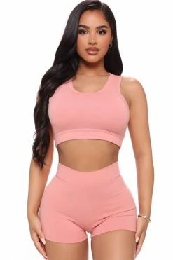 Fashion Nova Match My Energy Short Set - Rose Loungewear Sets