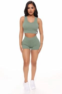 Fashion Nova Match My Energy Short Set - Green