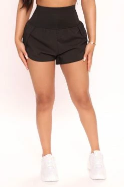 Fashion Nova Take Charge Running Short - Black Loungewear Shorts