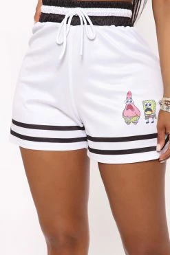 Fashion Nova SpongeBob Squarepants Jersey Short - White/Black Loungewear Shorts
