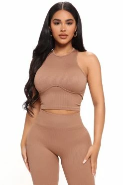 Fashion Nova Loungewear Sets Never Too Much Seamless Short Set - Mocha