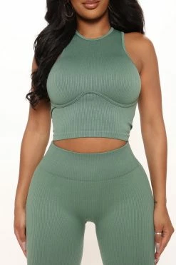 Fashion Nova Never Too Much Seamless Short Set - Green Loungewear Sets
