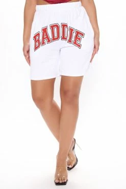 Fashion Nova Total Baddie Slouchy Sweatshort - White Loungewear Shorts