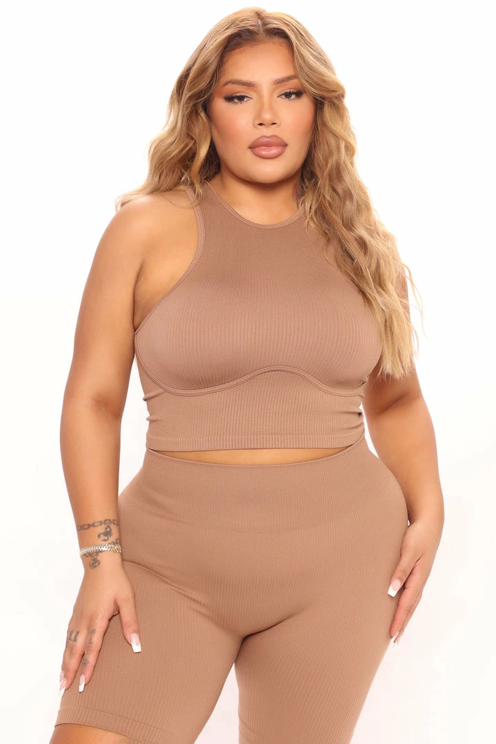 Fashion Nova Loungewear Sets Never Too Much Seamless Short Set - Mocha