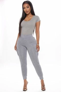 Fashion Nova My Favorite Cargo Jogger Pant - Heather Grey