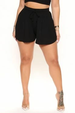 Fashion Nova In The Wrap Shorts - Black Loungewear Shorts