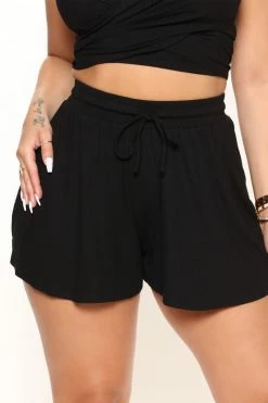 Fashion Nova In The Wrap Shorts - Black Loungewear Shorts
