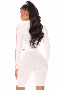 Fashion Nova Work Or Pleasure Lounge Biker Short Set - White