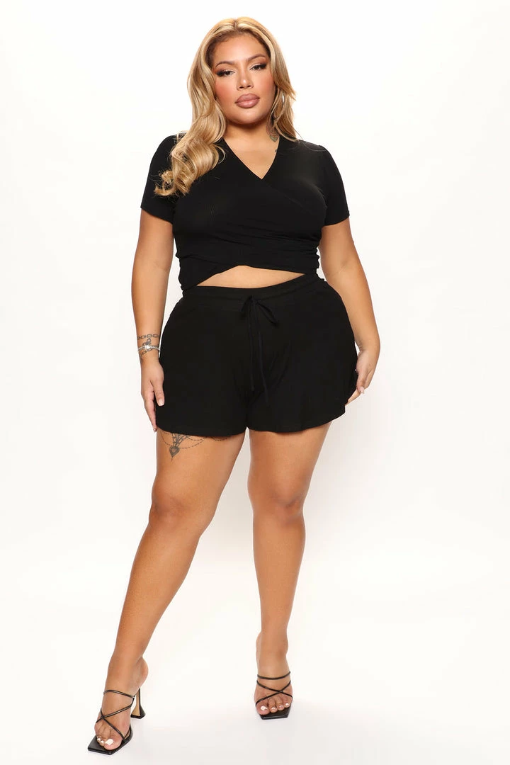 Fashion Nova In The Wrap Shorts - Black Loungewear Shorts