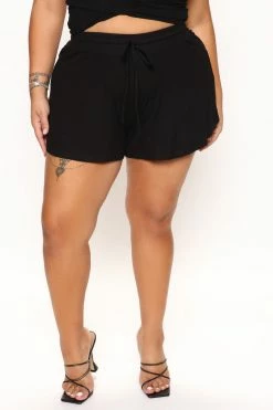 Fashion Nova In The Wrap Shorts - Black Loungewear Shorts