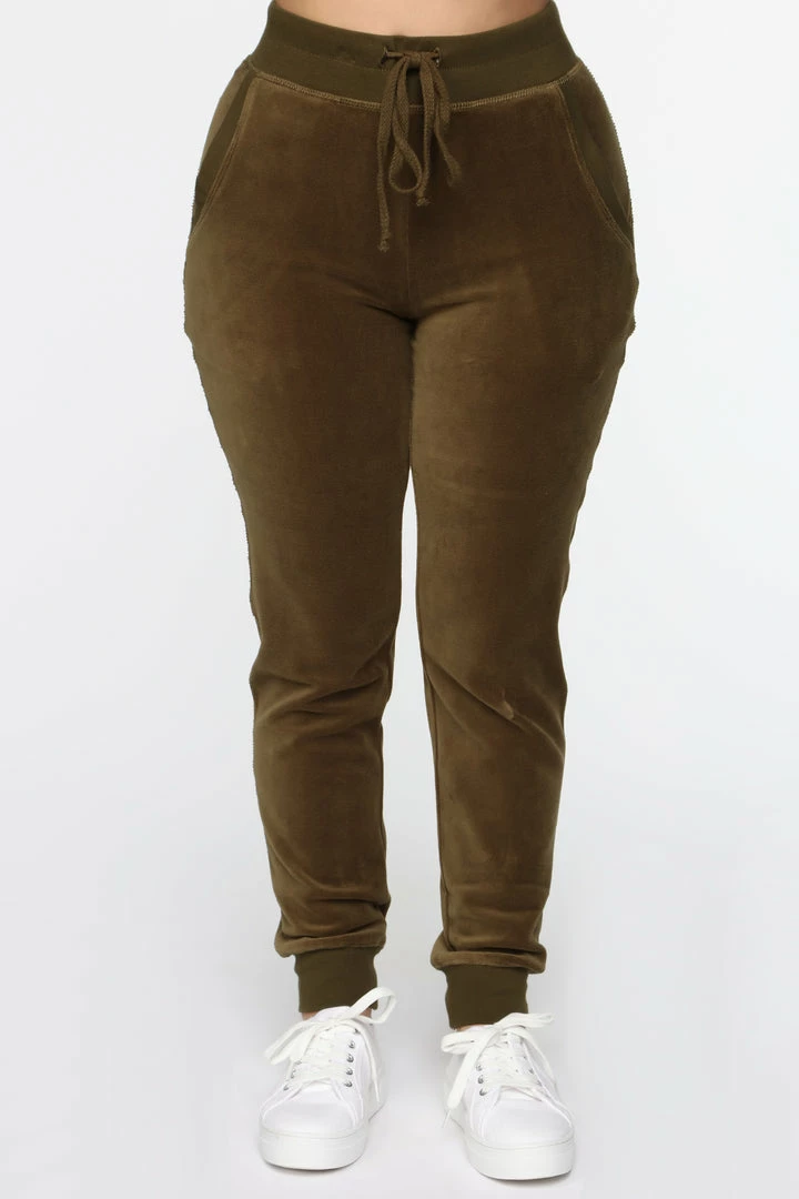 Fashion Nova The Original Trendsetter Velour Set - Olive