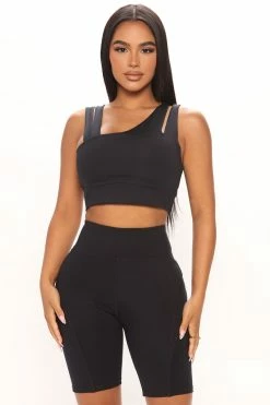 Fashion Nova Weekend Workout Short Set - Black Loungewear Sets