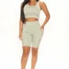 Fashion Nova Going For It Mesh Biker Short Set - Sage Loungewear Sets