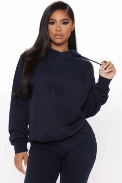 Fashion Nova Look Again Hoodie - Navy Hoodies & Sweatshirts