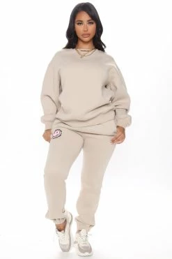 Fashion Nova 1 800 Smile Happy Face Sweatshirt - Khaki