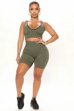 Fashion Nova Best To Do It Biker Short Set - Olive