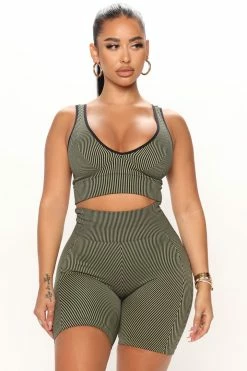 Fashion Nova Best To Do It Biker Short Set - Olive