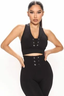 Fashion Nova Keep Thriving Legging Set - Black Loungewear Pant Sets