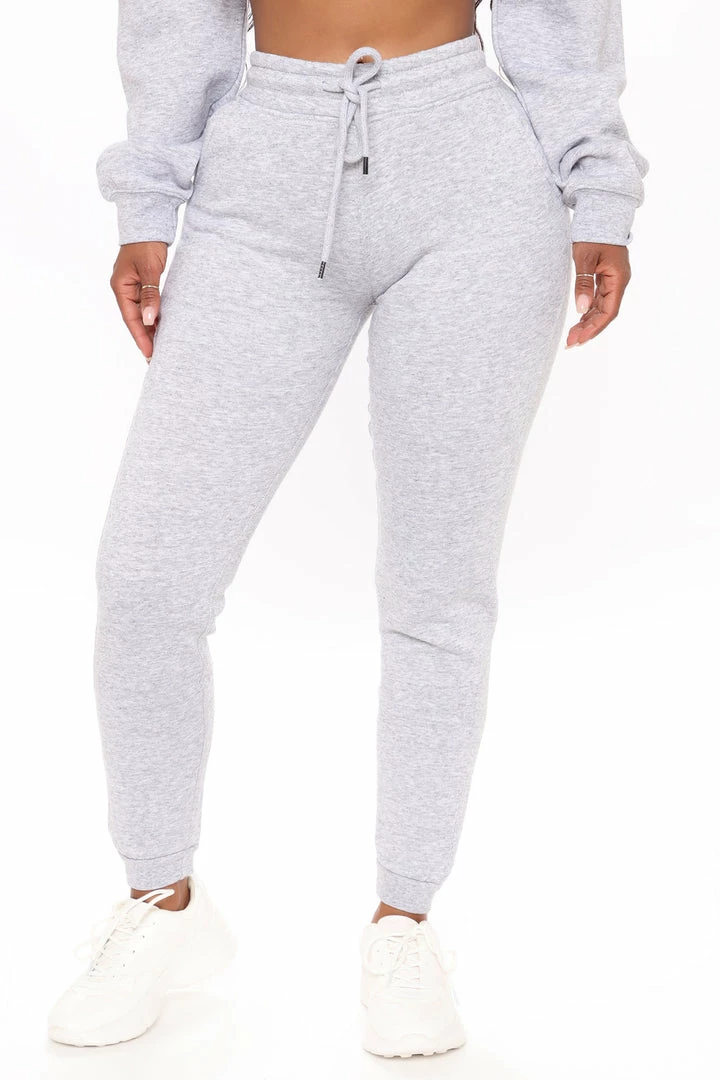 Fashion Nova Sweatpants & Joggers Look Again Joggers - Heather Grey