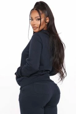 Fashion Nova Relaxed Vibe Solid Hoodie - Navy