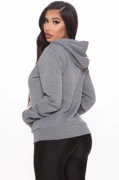 Fashion Nova Relaxed Vibe Solid Hoodie - Heather Grey