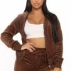 Fashion Nova The OG Trendsetter Velour Short Set - Chocolate Loungewear Sets