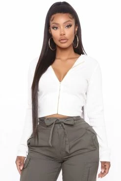 Fashion Nova Hoodies & Sweatshirts Better Days Crop Hoodie - White