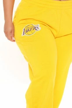 Fashion Nova NBA On The Rebound Lakers Sweatpants - Yellow Sweatpants & Joggers